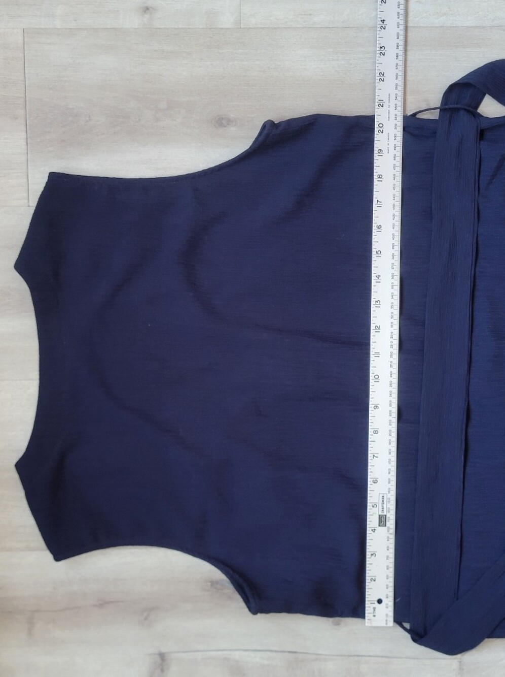 Sleeveless Navy Button-Front Shirt Dress with Tie Waist - Picture 6 of 10